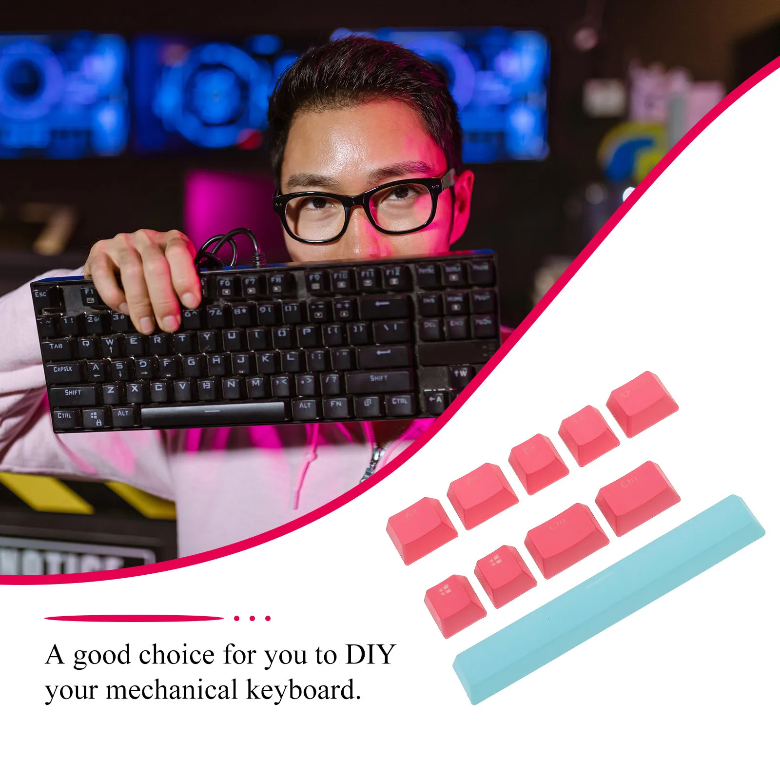 

8Pcs Mechanical Keyboard Keycaps Translucent Double Colors Replacement Caps for Keyboard Accessories Key Caps