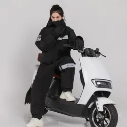 Wasserdicht Winddicht Reiten Kältebeständige Kleidung Winter Motorrad Warm Verdicken Plüsch All-in-One Kleidung Schneemobil Anzüge