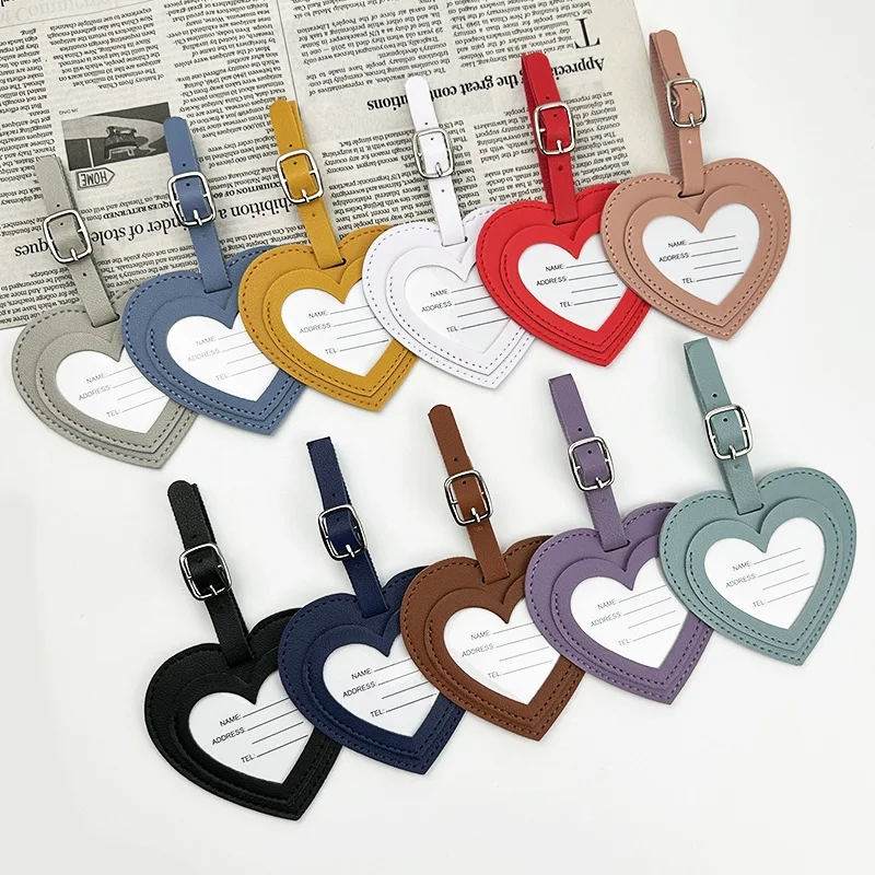 Travel Heart Luggage Tag Custom Initials Luxury Business Suitcase Label Engrave Name Handbag Pendant PU Wholesale Wedding Gift