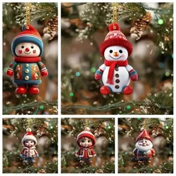 Christmas Santa Claus Snowman Boys Girls Pendant Acrylic Flat Xmas Tree Car Decoration Hanging Ornaments Merry Christmas 2025