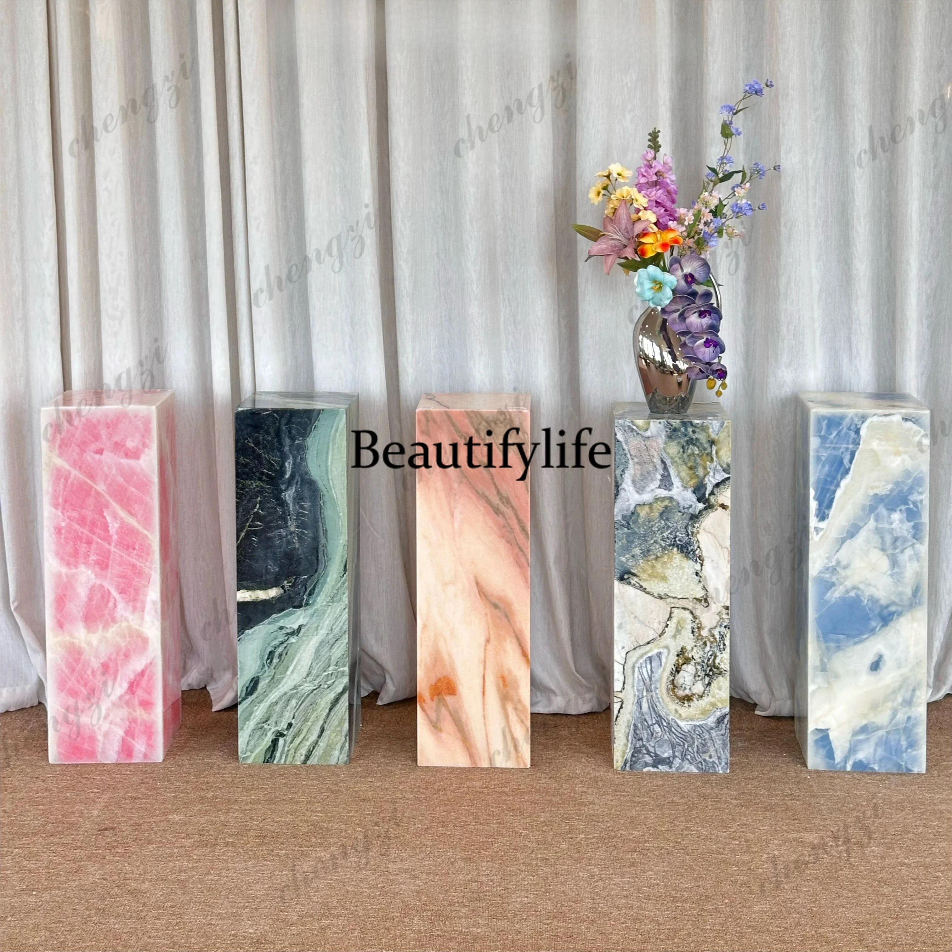 H134 Imported natural marble luxury stone square floor ornament home decoration modern simple living room entrance art