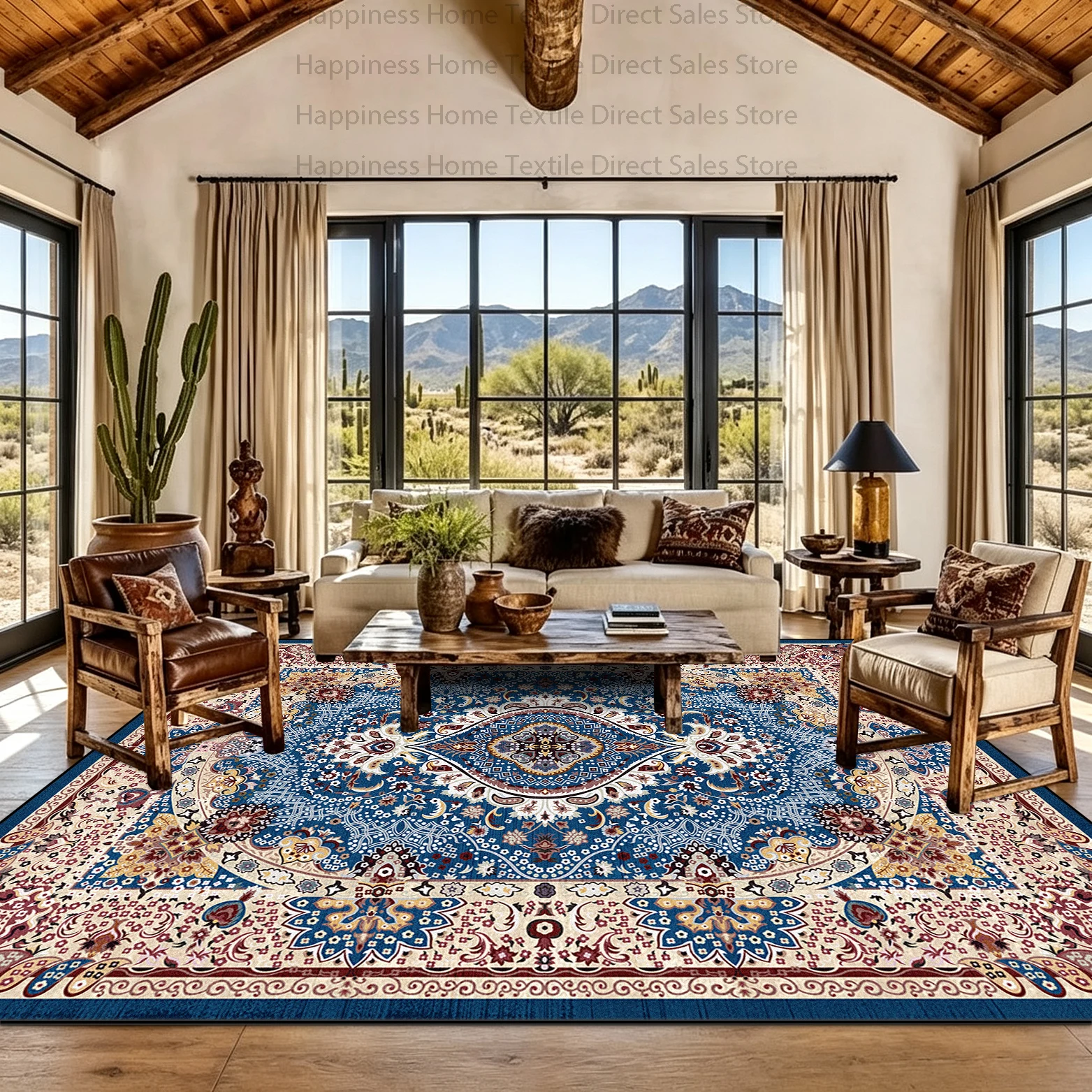 Persian Classic Central Medallion Living Room Vintage Carpet Non-slip Washable Bedroom Mat Soft Fluffy Parlor Coffee Tables Rug