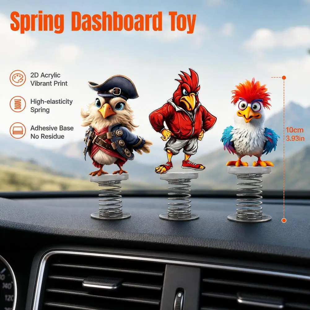 Creative Car 2D Acrylic Eagle Pendant Funny Decor Pendant Bobblehead Animal Cartoon Dashboard Decor Car Interior Accessories