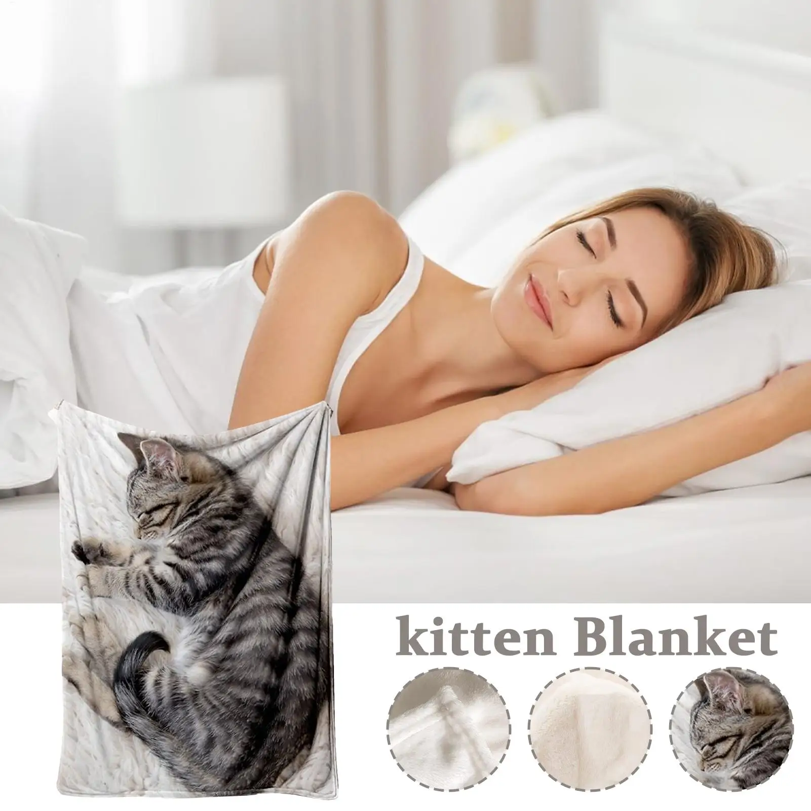 

Flannel Throw Blanket Cat Print Soft Fleece Blanket For Couch Warm Bed Accessories Room Decor For Camping Sofa Farmhouse Bedroom