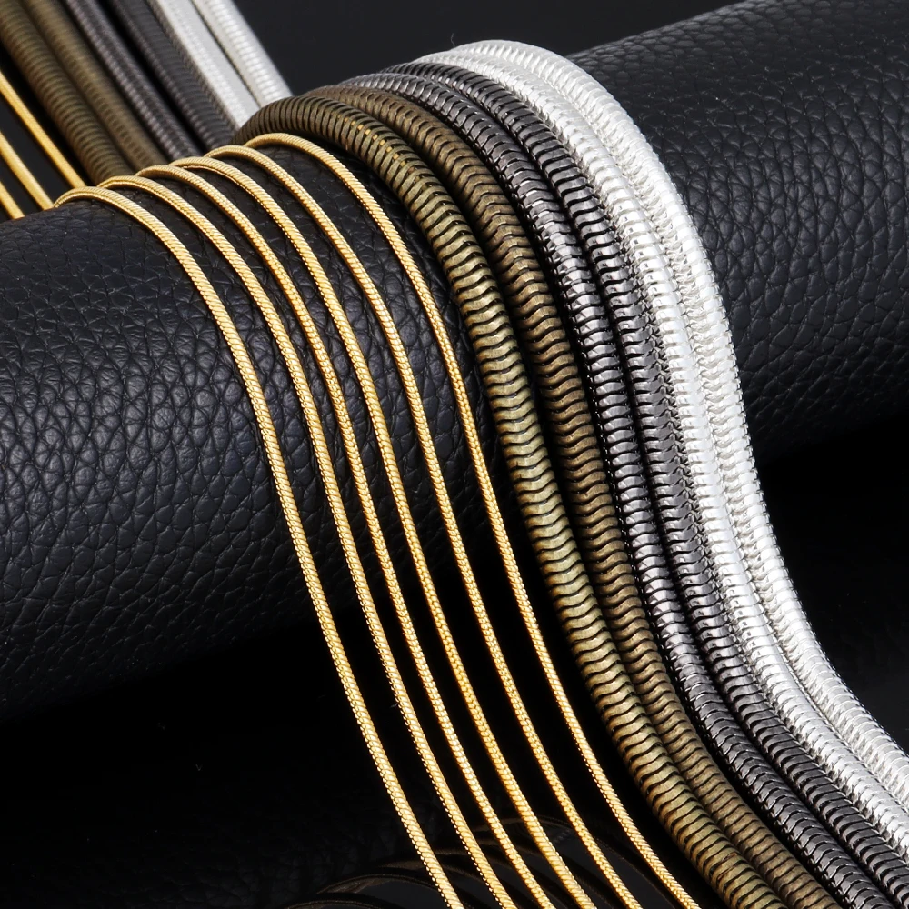 5-10yards/roll Round Snake Chain 1.2/1.5/2/2.4/4.2mm Metal Copper Necklace Chains For Men Women Fashion Jewelry Gifts Wholesale