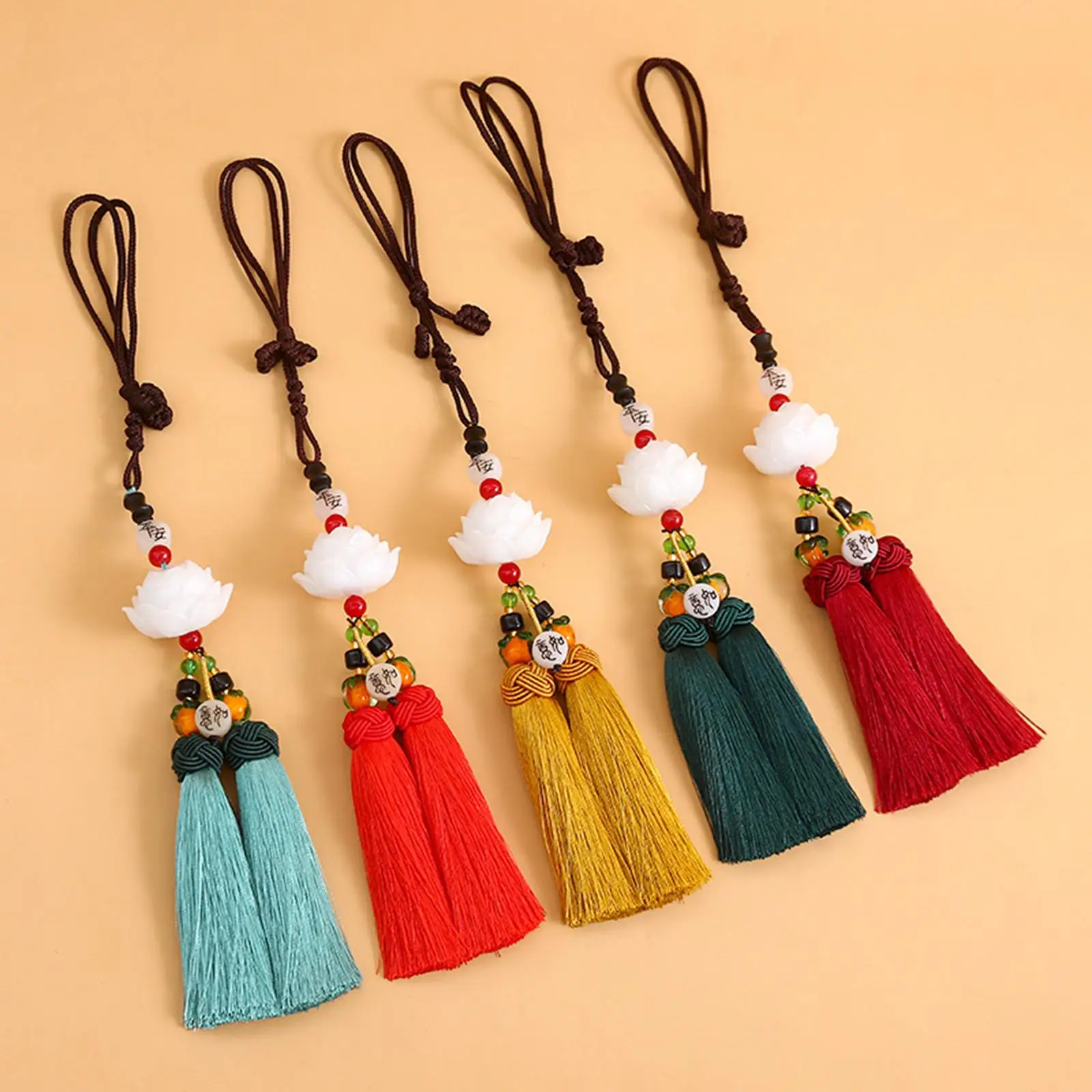 

Tassel Car Rearview Mirror Pendant Resin Hanging Feng Shui Blessing Decoration Ornament for SUV Truck Auto Accessories