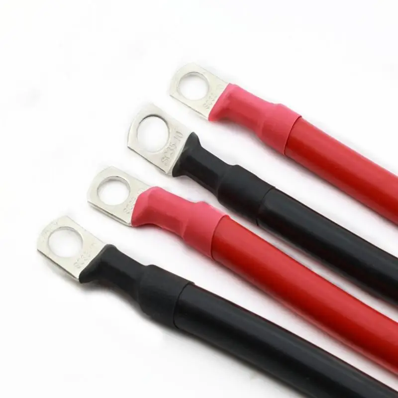 31BC Battery Hookup Cable 35mm² 50Cm for 12V/24V Vehicle Use, Copper Conductor PVC with Clamp End and Lug Terminal, Set