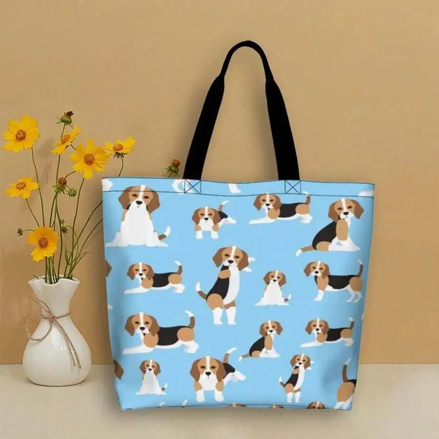 

Beagle Dog Print Casual Tote Bag For Women Men Unisex Shopping Shoulder Bag
