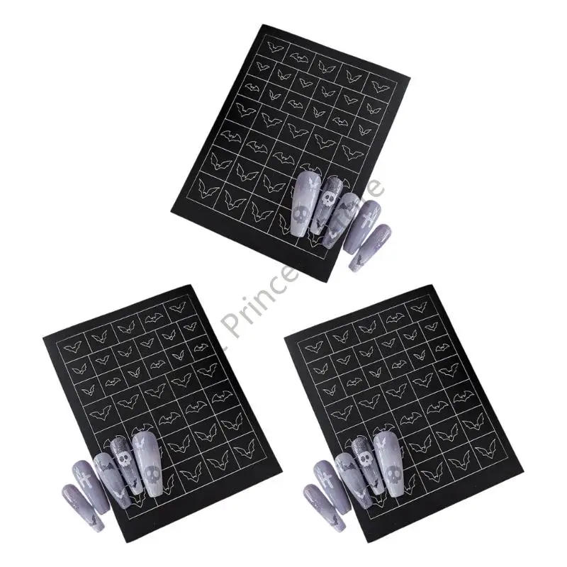 BX0F świąteczny szkielet naklejki na paznokcie naklejki samoprzylepne puste szablony na Halloween zdobienie paznokci łatwe do w