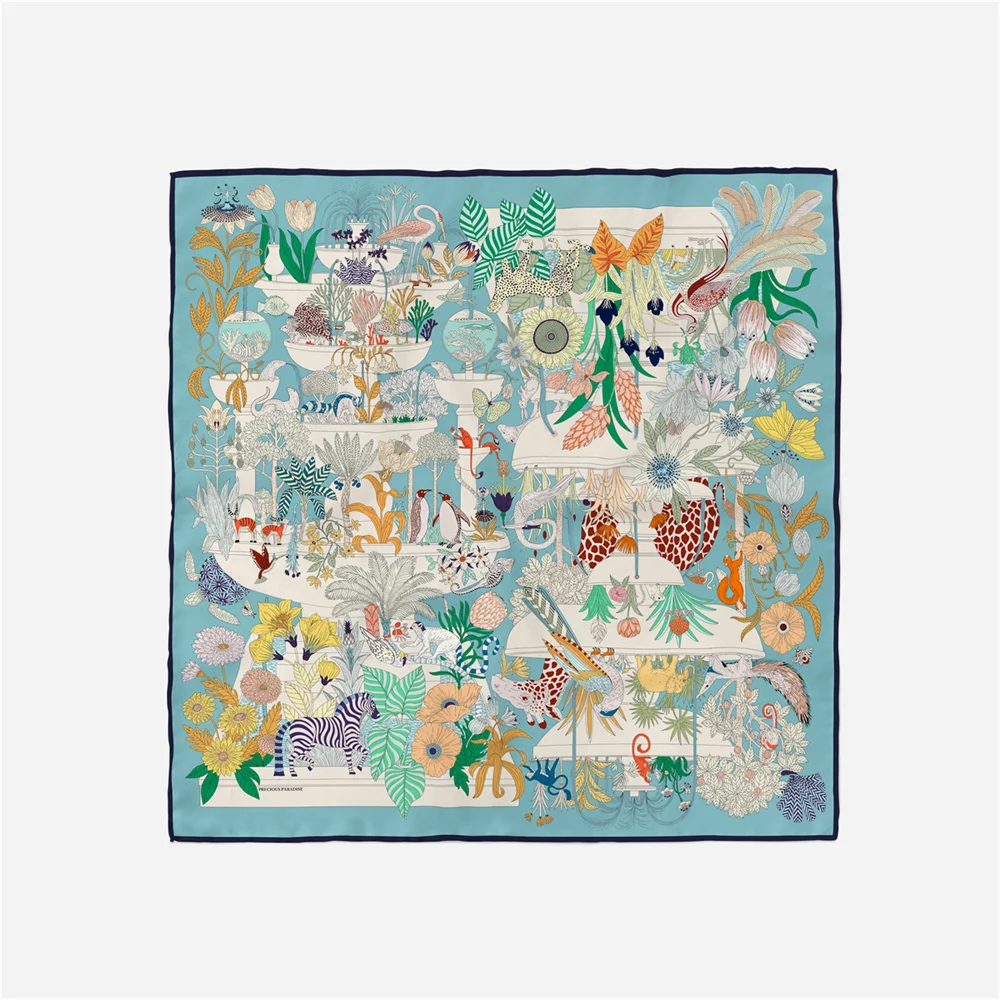 53 سنتيمتر الفاخرة حك وشاح حريري امرأة مدينة المياه طباعة أوشحة مربعة باندانا الحجاب الصغيرة Foulards سيدة التعادل عقال منديل