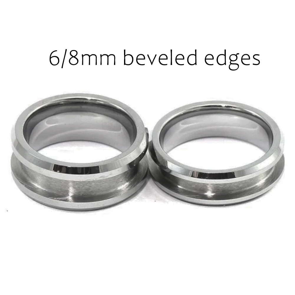 Wholesale Tungsten Blank Rings For Inlay Channel Polished Shiny Beveled Edges Tungsten Ring Core