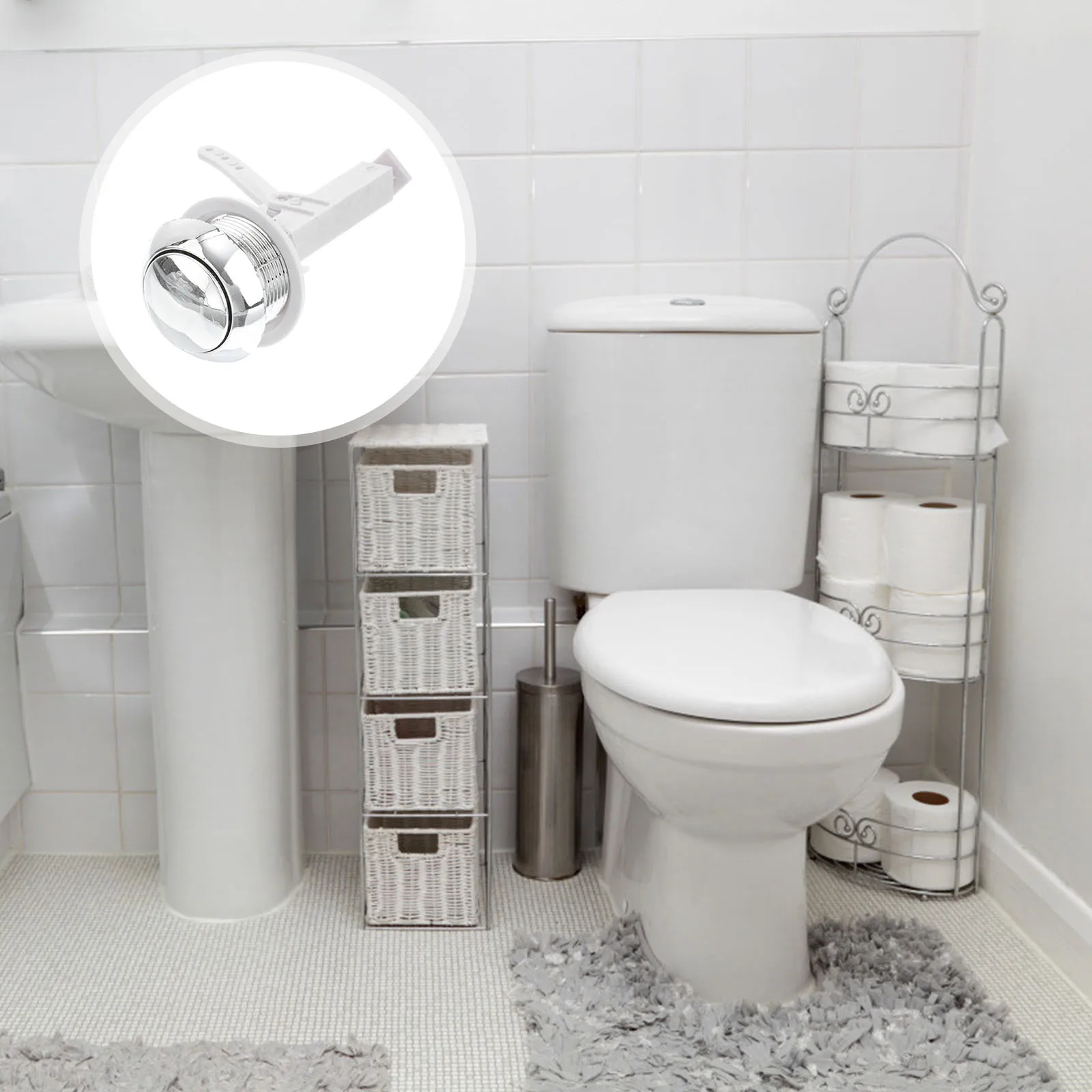 

Plastic Toilet Water Tank Push Button Rod Smooth Finish Fits Standard Flush Toilets Home Hotel Bathroom Renovation Solution