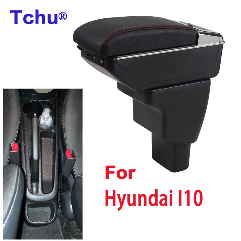 

For Hyundai I10 armrest box For Hyundai i10 center car storage box water cup holder ashtray USB car interior retrofit parts