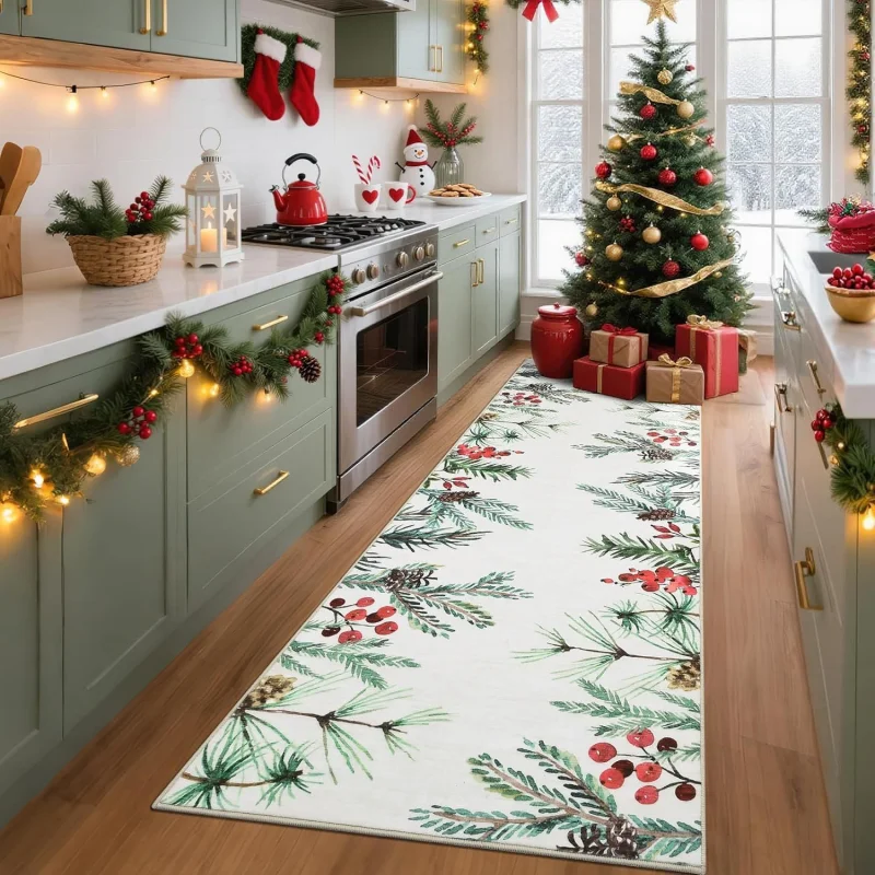 พรมปูพื้นคริสต์มาส VIKAMA สีเข - Home Decor Green บทวิจารณ์และราคา