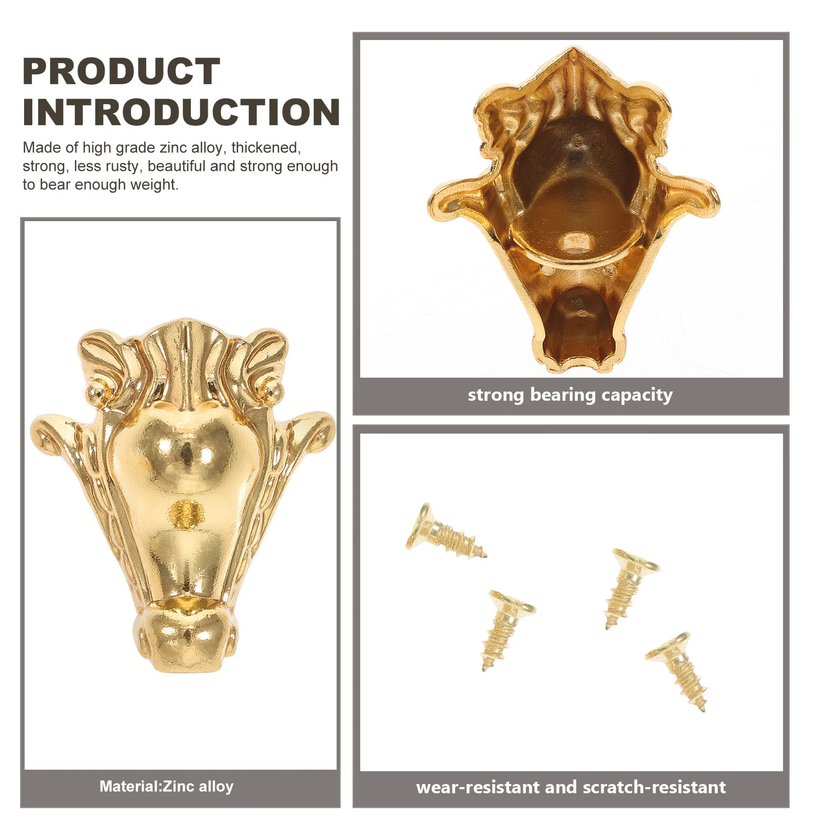 4 قطعة حافظة خشبية مزخرفة واقيات زوايا سبائك الزنك صندوق مجوهرات الساقين خمر نمط الأثاث صندوق حماية الساقين