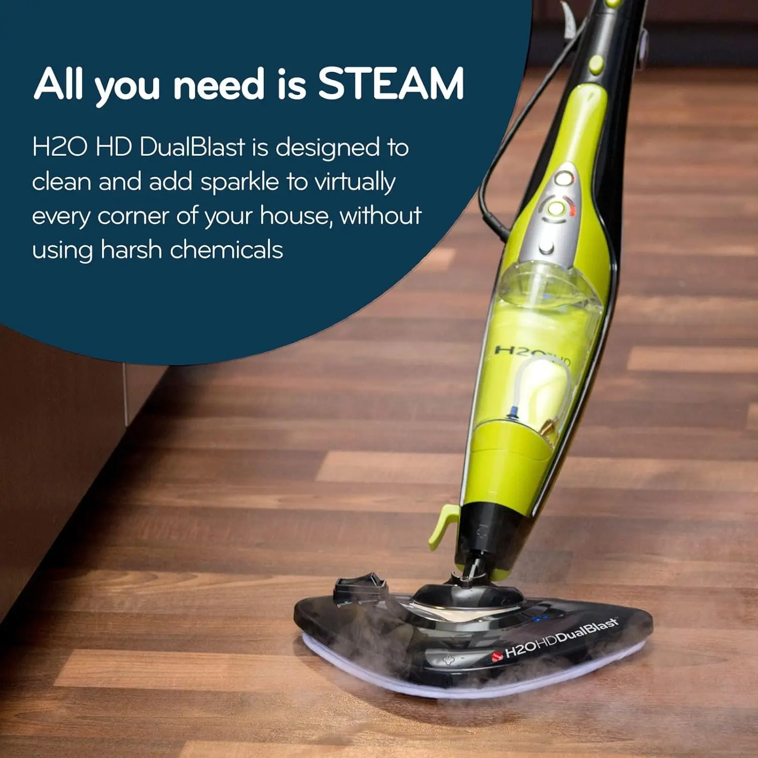 HD DUALBLAST Steam Mop and Handheld Steam Cleaner For Floor Cleaning, Hardwood Floors, Grout Cleaner, Upholstery Cleaner, Tiles