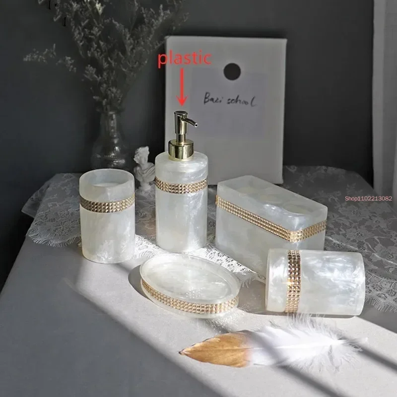 Light Luxury Resin Wash Set Soap Dispenser Gargle Cup Toothbrush Holder Soap Dish Bathroom Bath Supplies Christmas Gifts