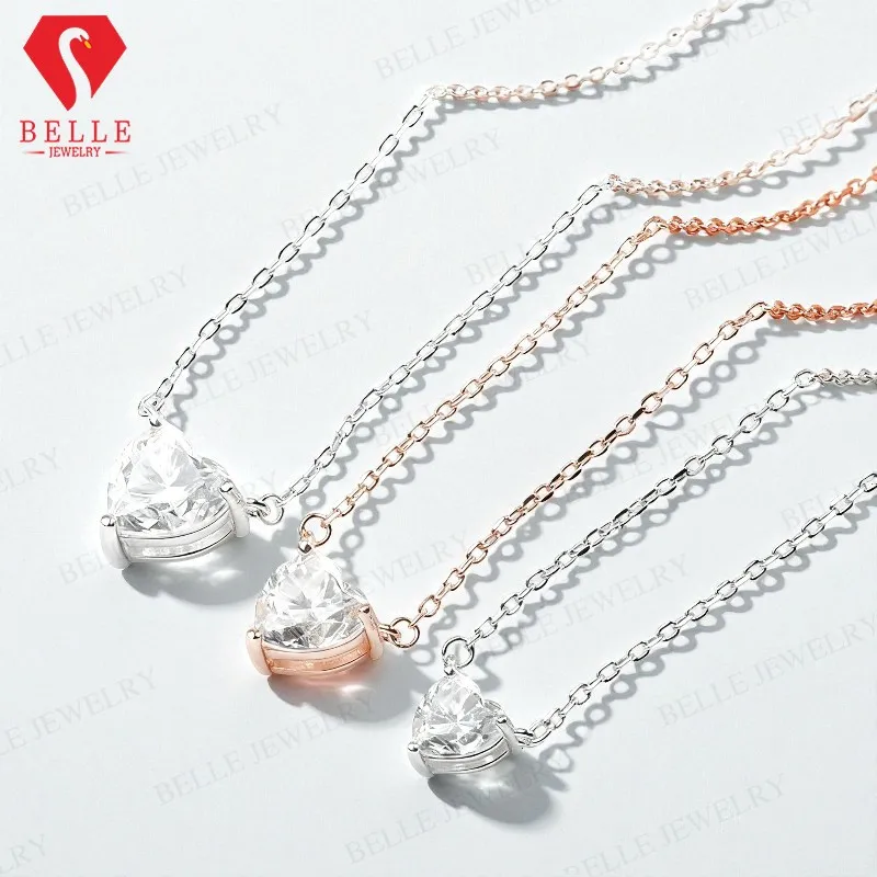 

Ожерелье с подвеской из муассанита в форме сердца 1–3 карата, блестящая форма сердца, классические женские украшения для юбилеев, дней рождения