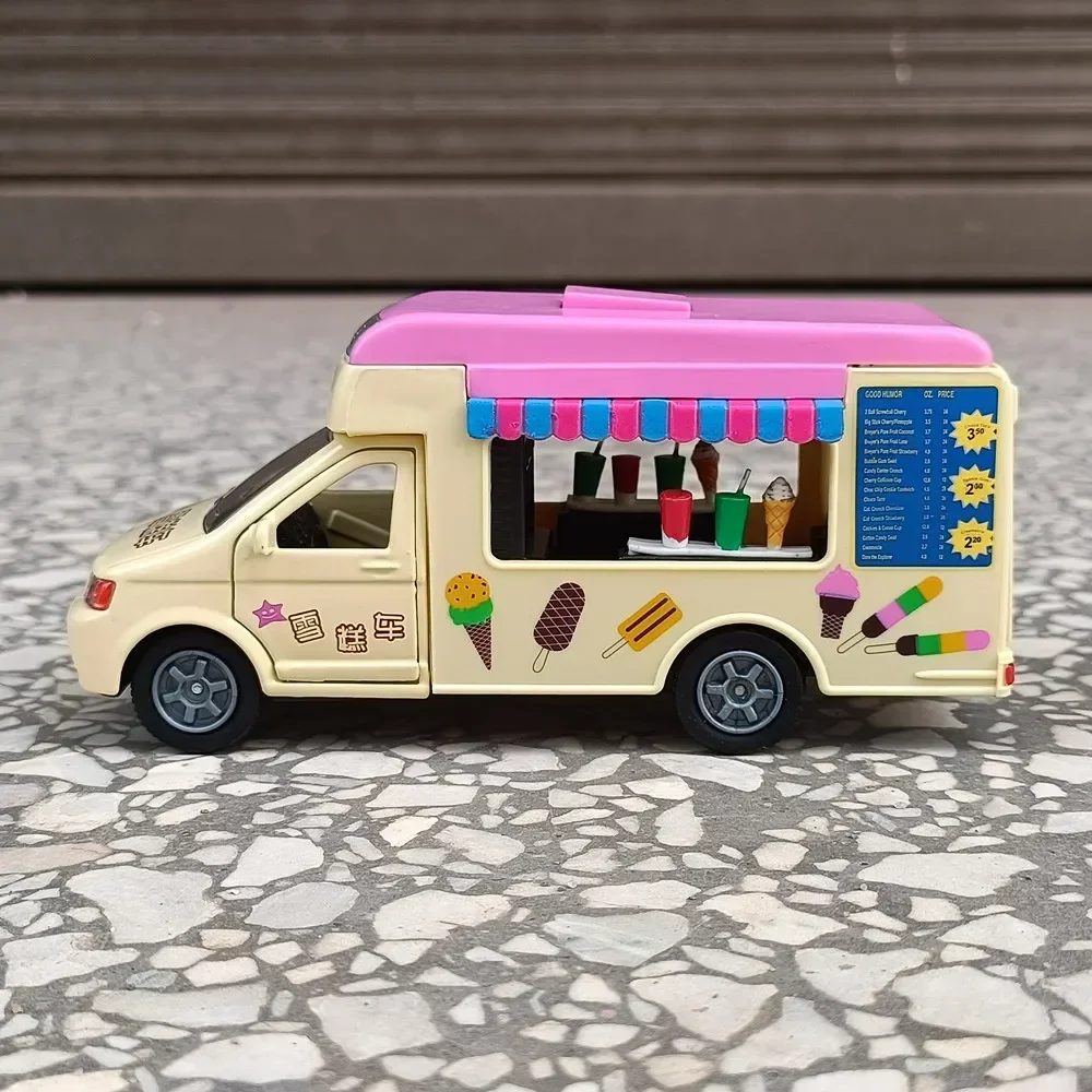 Camion de Glace de Simulation VIP 1:32, Camion de Nourriture, Voiture de Magasin, Modèle en Alliage, Son et Lumière, Véhicule à Tirer, Cadeau pour Enfant et Bébé