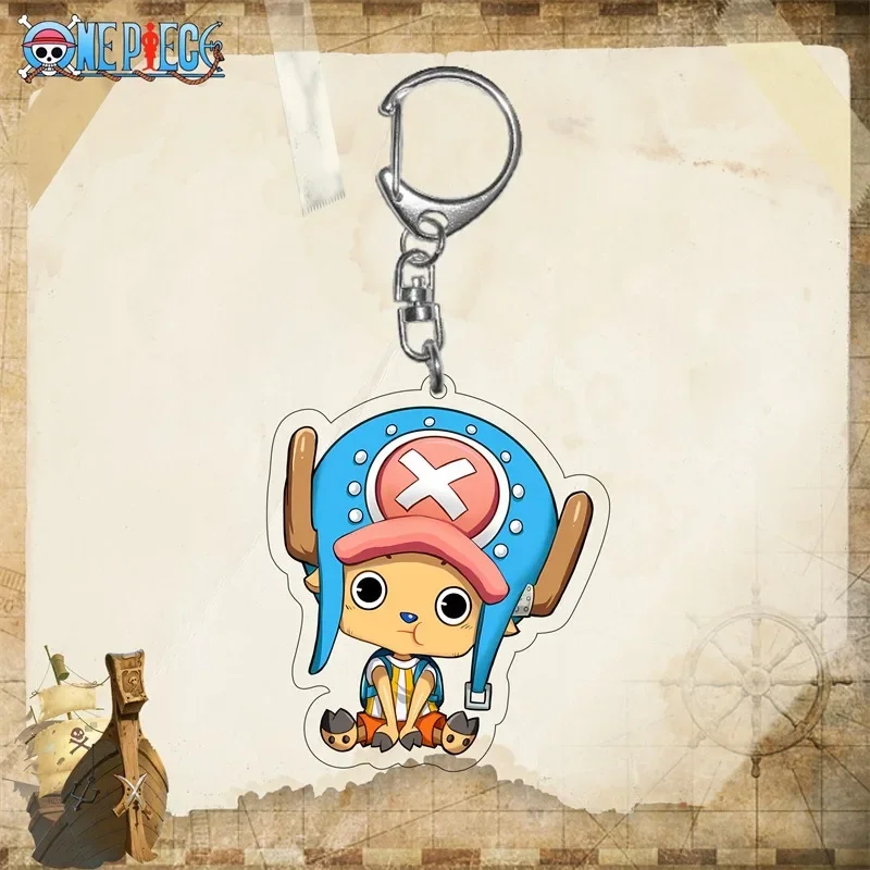 One Piece Keychain Luffy Zoro Pirate Keychain Anime Character Star Cartoon Acrylic Pendant Cute Backpack Car Pendant Decoration