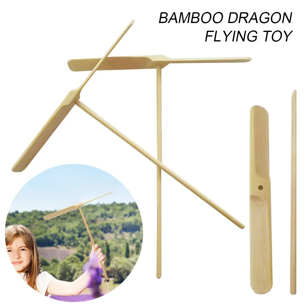 10Pcs New for Kids Boy Girl Wooden Flying Toys Accessories Bamboo Dragonfly Hand Rub Propeller Flying Fairy Toy
