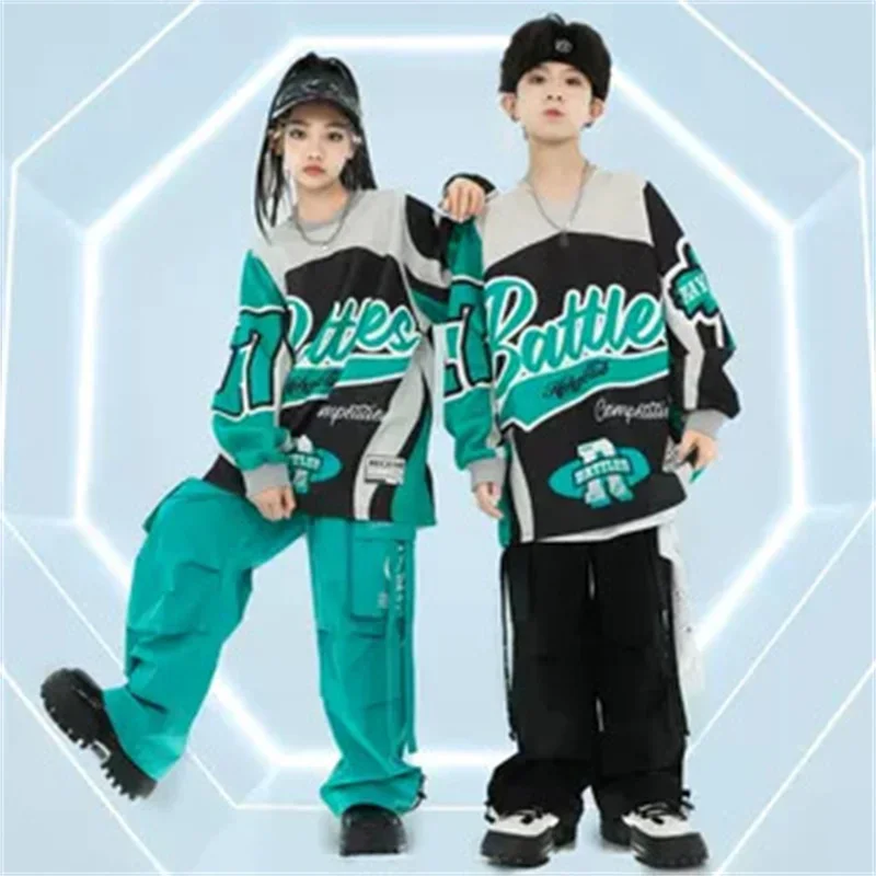 

Children Hip Hop Dance Costumes For Girls Loose Shirts Cargo Pants Outfits Boys Modern Jazz Dance Performance Clothe