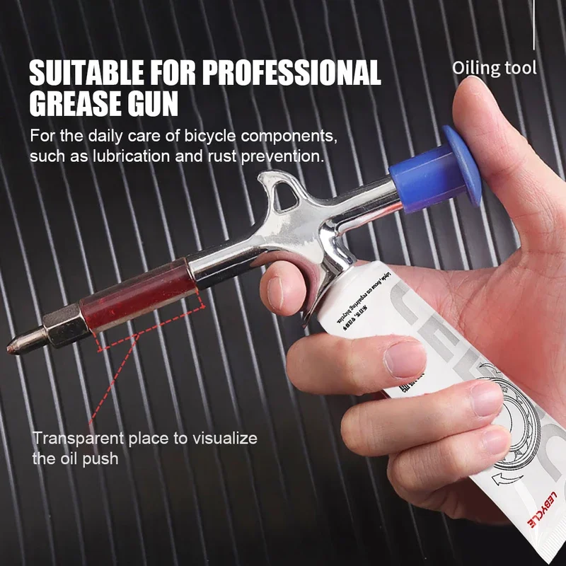 مسدس شحم الدراجة MTB من سبائك الألومنيوم، أداة تشحيم محور محمل كروي دقيقة مع حقنة لإصلاح وصيانة ركوب الدراجات