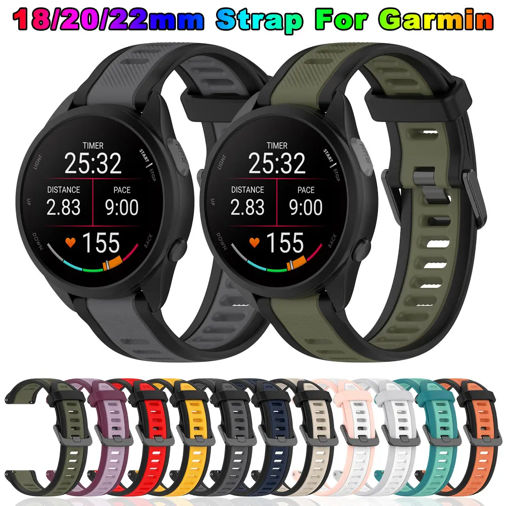 18/20/22mm Silicone Watchband for Garmin Forerunner 570 970 165 55 265 965/Active 6 5 Soft Breathable Strap For Garmin Venu 4/3