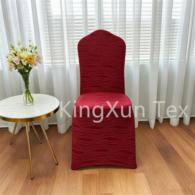 Wave Pattern Stretch Chair Cover, High-End Jacquard Chair Cover for Hotel, Thick Elastic Chair Slipcover for Wedding Events