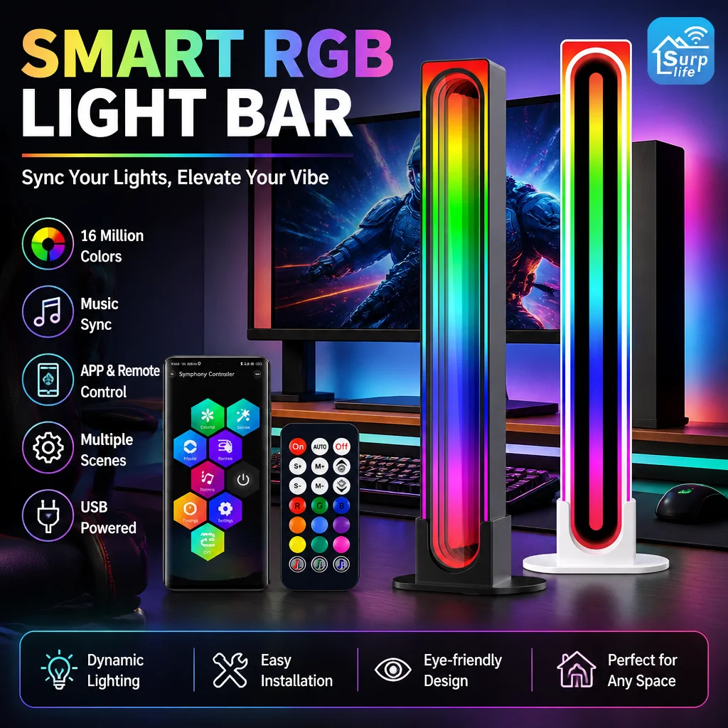 Prism RGB Light Bar Bluetooth Music Sync Ambient Lamp APP Remote Control Gaming Desk Decor Light