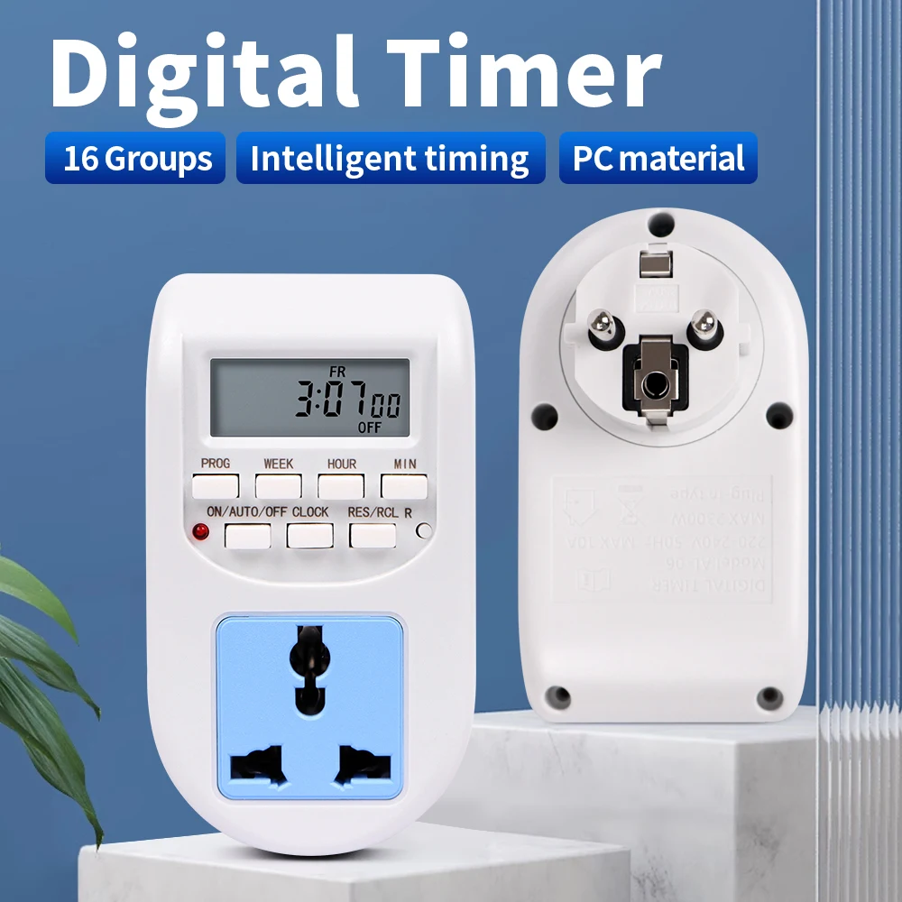 Intelligent Electronic Digital Timer Switch  220V 7 Days Weekly Programmable Timing Socket EU Plug Outlet Appliance Time Control