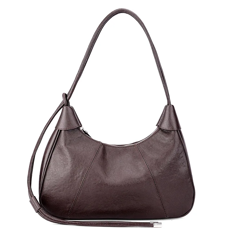 

Vintage Soft Cowhide Leather Hobo Bag Women, Retro Crescent Underarm Shoulder Bag, Adjustable Strap Casual Daily Handbag
