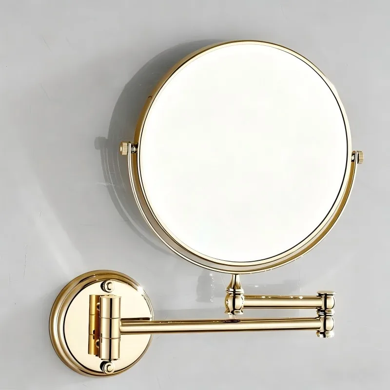 Bathroom wall-mounted beauty mirror hotel hotel double-sided folding telescopic makeup