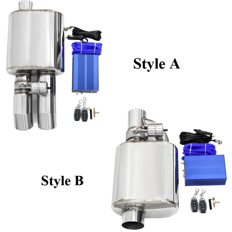 Car Universal Valved Muffler Vacuum Remote Control /REMUS Curved Nozzle Exhaust Pipe 2/2.5/3 Inch 63/76mm