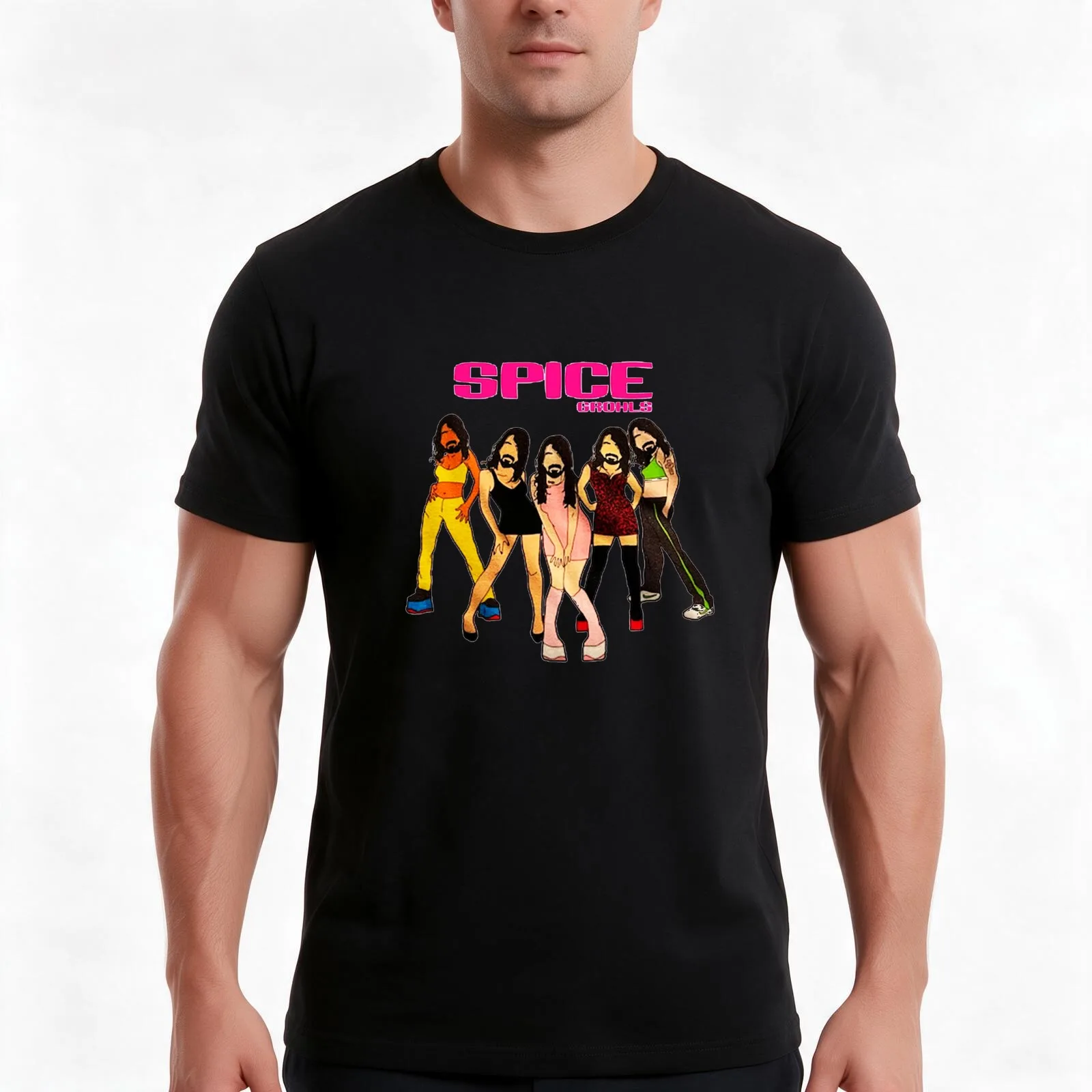 Spice Grohls T-Shirt Summer Casual Cotton Tee Oversized Streetwear Tops Vintage Graphic Print Loose Fit Short Sleeve