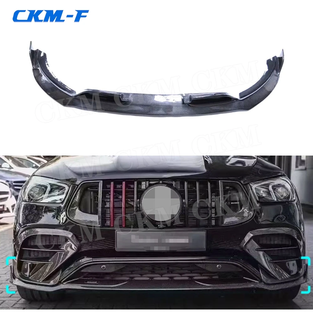 Carbon Fiber Front Bumper Lip Spoiler Diffuser Chin Body Kits for Benz GLE Class C167 GLE350 GLE53 AMG Sport Coupe 2020-2023 FRP