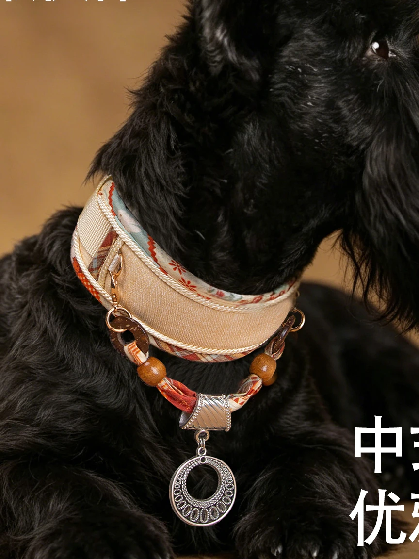 超ソフトな取り外し可能なワイドネックサポート犬用リード、サンセットサンドデューン柄、快適なペットアクセサリー、絞め防止機能付き