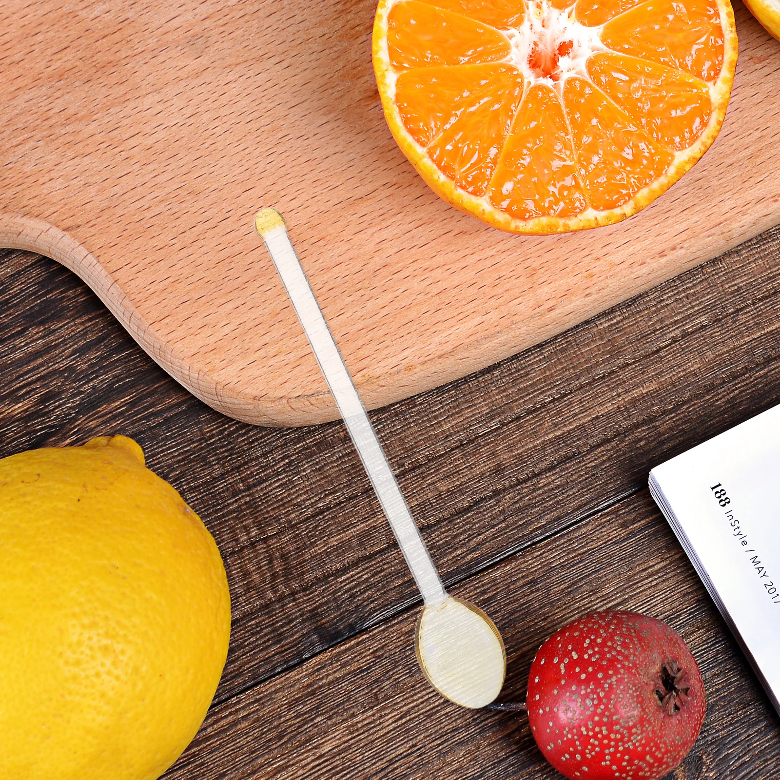 

6Pcs Glass Small Spoons Clear Heatproof Mixing Scoop for Beverages Yogurt Ice Cream Bar Creative Coffee Stirrers Kitchen Dining