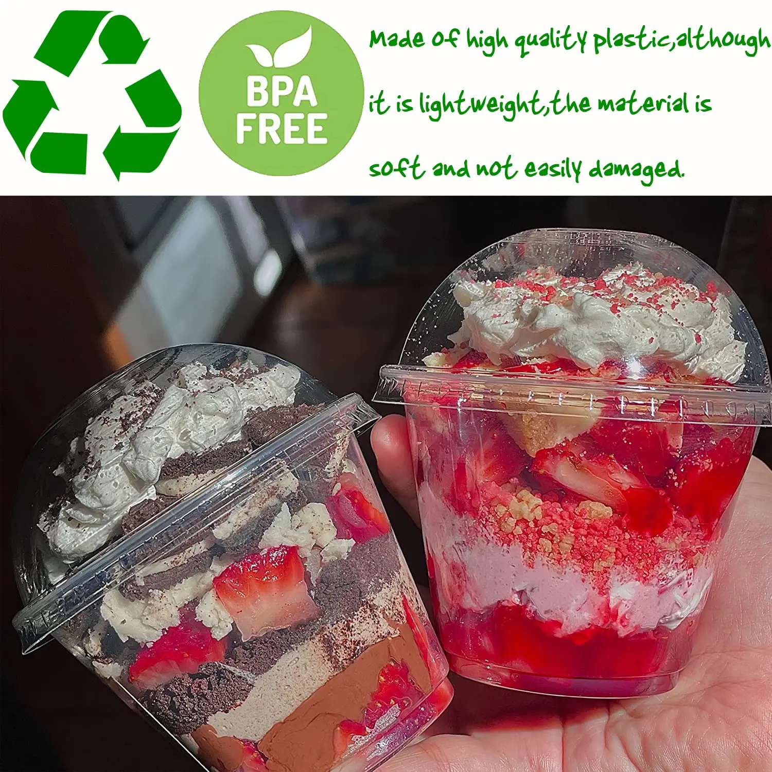 50pcs 250ml/300ml, Pudding Cups Plastic Boxes with Lids, Ice Cream Mousse Dessert Picnic, Party Packaging Dessert Cups with Lids