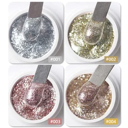 4pcs High Density Ultra Shine Platinum Glitter UV Nail Polish Gel, Painted Pull Line Metal Nail Polish Gel Nail Art Design Manic