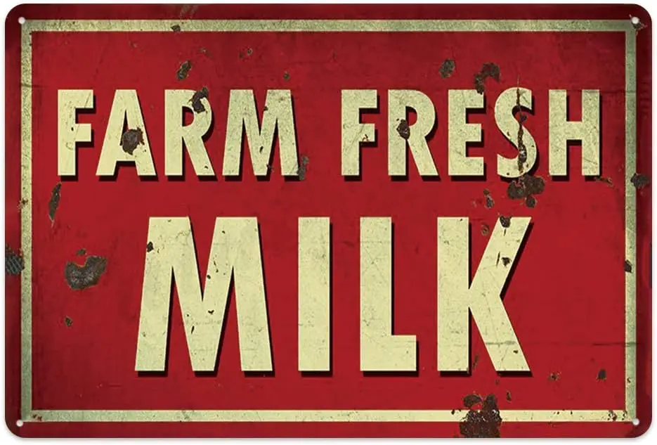 Original Vintage Design Tin Metal Signs Wall Art | Farm Fresh Milk | Thick Tinplate Print Poster Wall Decoration sign