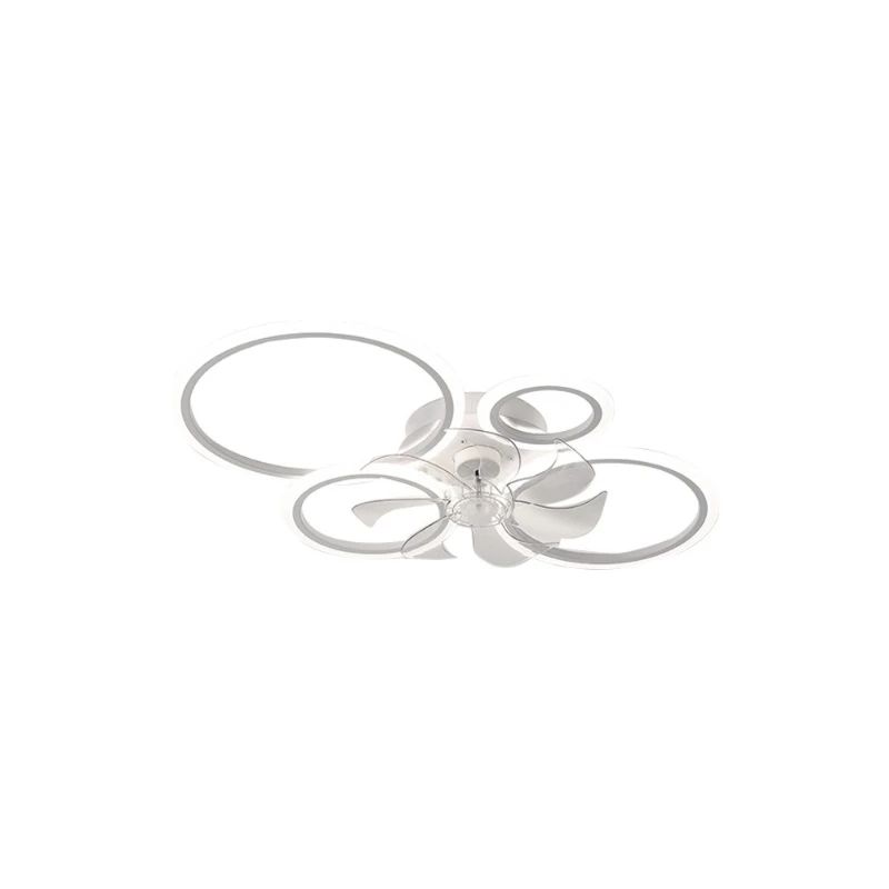 

White minimalist circle fan light modern minimalist living room ceiling fan light personalized bedroom electric fan light
