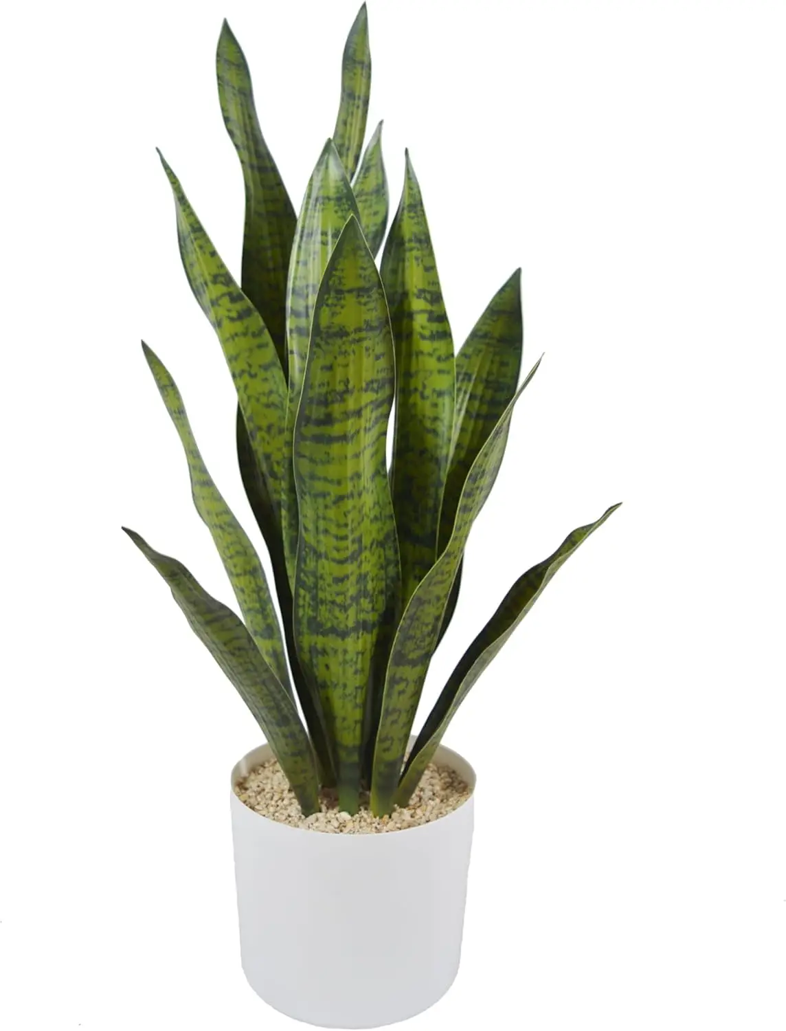 

Realistic 27in Artificial Snake Plant in White Pot, Low Maintenance Indoor Decor for Home Office Pet Areas