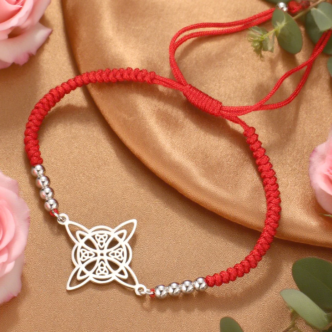 Dawapara Good Luck Witches Knot Bracelet Celtics Triquetra Trinity Knot Charm Wiccan Symbol Irish Gift Stainless Steel Jewelry - view 3