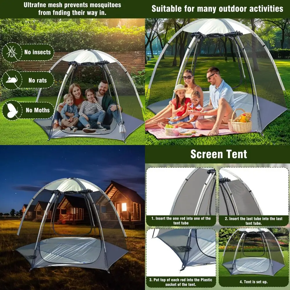 

Portable Screen House Tent with Mosquito Net, Ideal for Outdoor Living Spaces, Backyards, and Picnics