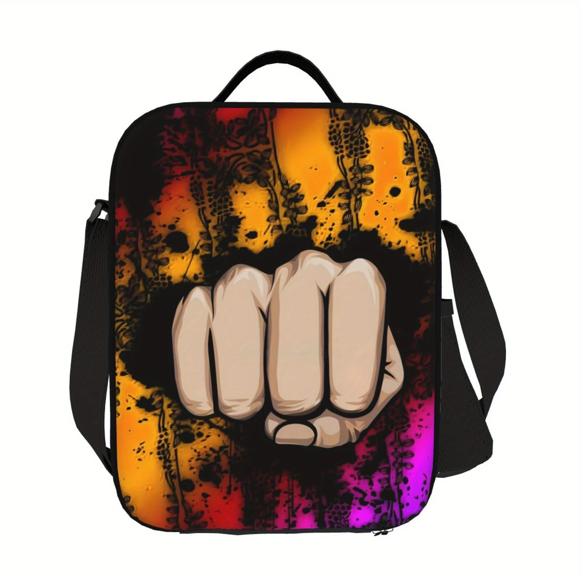 حقيبة تبريد معزولة محمولة بتصميم قبضة قطعة واحدة - قابلة لإعادة الاستخدام، نمط غروب الشمس النابض بالحياة والزهور، مثالية للتخييم والنزهات #4