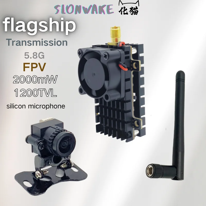 

Over 10km Long Range 5.8G 48CH 2W 2000mW VTX Wireless Image Video Transmitter Built-in microphone For FPV 1200TVL CMOS