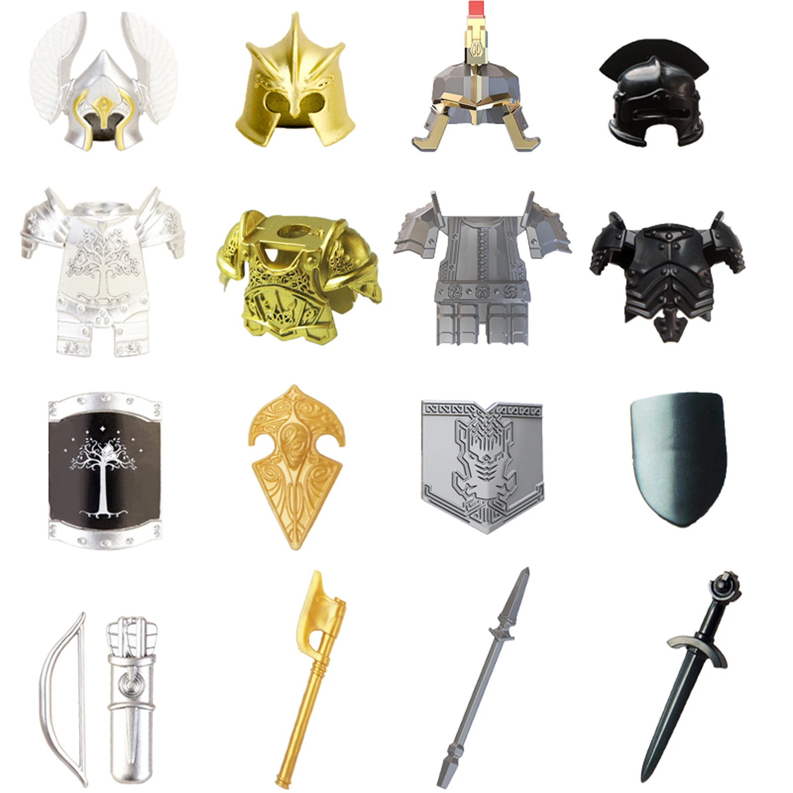Moc armadura militar capacete arma modelo blocos de construção conjunto para diy minifiguras vestir-se acessórios médio estilo antigo tijolos brinquedo