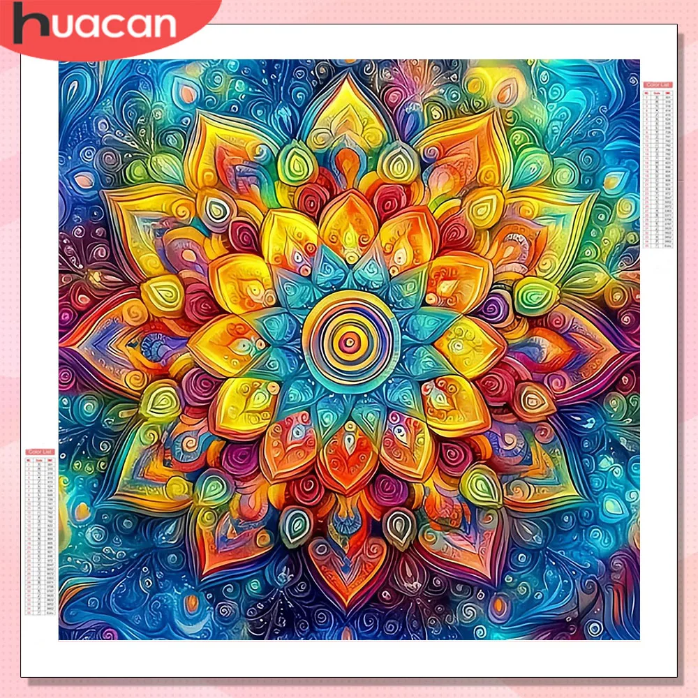 HUACAN Diamant-Gemälde zum Verkauf, Mandala-Blume, Strasssteine, Diamant-Kunst-Set, Blumenmuster, einzigartige Geschenkdekoration für Zuhause, Mosaik, handgefertigt