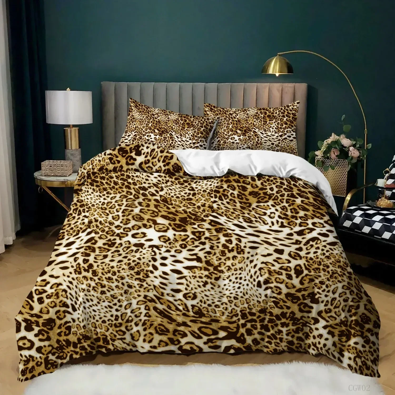 

Leopard Duvet Cover Set Pink Cheetah Print Bedding Set Wild Animal Theme Comforter Cover for Girl Teens Microfiber Quilt Cover